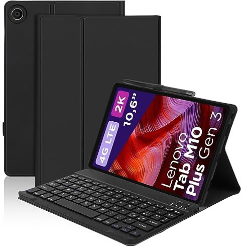IVEOPPE Tastiera Lenovo M10 Plus, Cover con Tastiera per Lenovo Tab M10 fhd plus 3rd Generazione 10.6 2022, Tastiera Layout Italiano Bluetooth per Lenovo Tab M10 Plus 3rd Gen, Nero