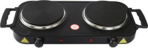 DESKI Doppelkochplatte elektrisch 2000 W schwarz Herdplatten Ø 15,5 cm
