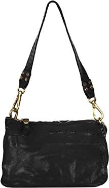 Campomaggi Leder Umhängetasche Schultertasche Circle Crossbody Bag Black schwarz