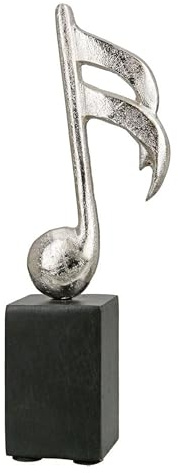 GILDE Edler Deko Aufsteller als Notenschlüssel, Mango-Holz und Metall, Modell: BASISNOTE, Maße 24 x 5 x 5 cm, Farbe Silber schwarz, Nicht nur für Musikliebhaber