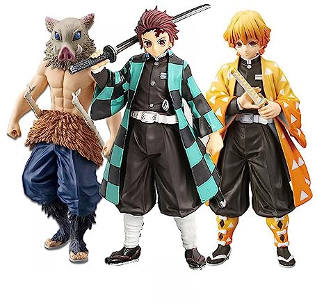 Zhongkaihua Kamado Tanjiro Hashibira Inosuke Agatsuma Zen'itsu Anime Action Figure Collection Model Statue Scrivania Collectible Ornaments Desktop Fan Gifts Dimensioni 16 cm