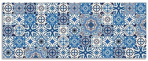 ARTland Spritzschutz Küchenrückwand aus Alu für Küche Herd Spüle individuelles Maß Mosaik Fliesenmuster Abstrakt Fliesenoptik Orientalisch Blau H6ZH