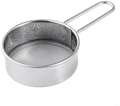 HEIBTENY Colino per farina ultra fine in acciaio , 6,5 cm, tenuto a mano, colino fine da cucina, colino rotondo fine per riso, cereali, fagioli, frutta e verdura