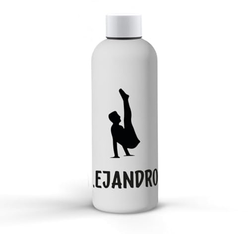 Botella aluminio personalizada con el nombre y deporte favorito regalo original deportivo día del padre madre bidón de agua tampón antigoteo 800ml