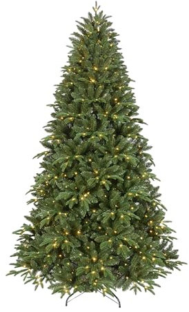 Bellapianta Albero di Natale con Luci Incorporate 300cm Super Folto Realistico Real Touch, Albero di Natale con Luci Led 300 Premium in PE/PVC Verde con Borsa Porta Albero, Guanti e Sacchetto