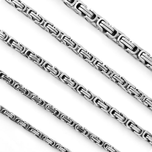 GoPaw Königskette Silber Herren Edelstahl, 4/5/6/7/8mm Königskette Halskette aus Edelstahl für Herren, Länge 51/55/61/66/71cm (56.00, silber-7mm breit)