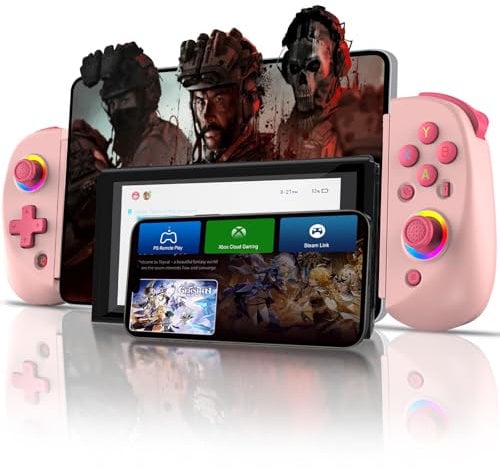 Joso Phone Controller for iPhone/iPad/Android/Tablet, D8 Controller for Switch/PS/PC with Hall Effects Joysticks, Play COD, Genshin Impact, Cloud Gaming/Remote Play, Emulators - Pink