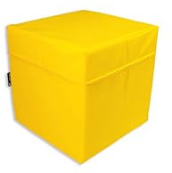 Jeflex - gelber Sitzwürfel 40x40x40 cm aus hochwertigem Kunstleder - Made IN Germany/Fitnesswürfel mit Schaumstoffwürfel im Inneren für Sitzkomfort & Formstabilität/Gymnastikkissen für Kinder