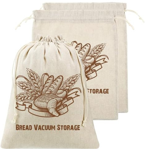 Gofodsil Juego de 2 bolsas de pan de lino para guardar el pan, ideal para guardar pan, bolsas de lino, para mantener frescas, bolsas de pan, accesorios para hornear