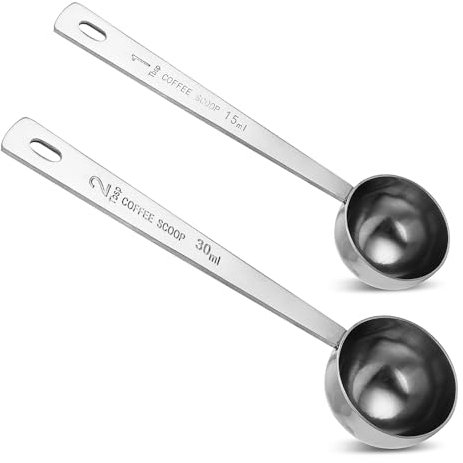 Lot De 2 Cuillere A Cafe Cuillères Doseuses À Café Cuillères À Café Cuillères À Café En Acier Inoxydable Avec Manche Long 15 Ml Et 30 Ml Réutilisables Cuillères À Café Rondes Pour Mesure
