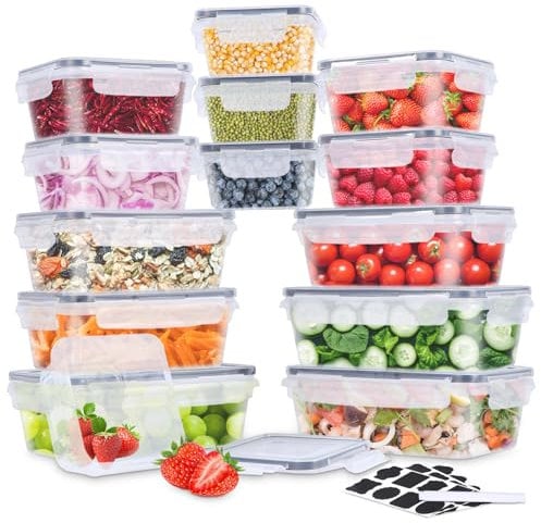 TIDEVAN Frischhaltedosen mit Deckel,14 Stück Küche Meal Prep Boxen Frischhaltedosen mit Deckel für Lebensmittel,Spülmaschinen Mikrowellen und Gefrierschrankgeeignet,Auslaufsicher Luftdicht BPA-frei