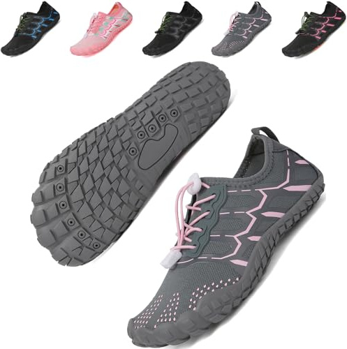 ziitop Water Shoes for Men Women Quick Dry Barefoot Rubber Sole | Breathable stretch upper drainage holes honeycomb insole textured rubber sole reinforced toe for kayaking and sailing