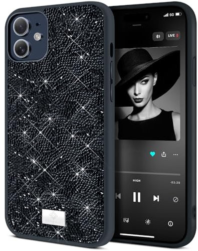 BEZ Handyhülle für iPhone 11 Hülle Glitzer, Sparkle Diamond Crystal Bling Hülle mit Bling & Co. Serie Kompatibel für iPhone 11, Jet Schwarz