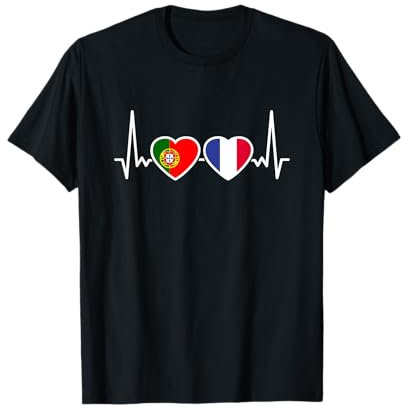 Portugal France Drapeau Battement De Coeur Portugais T-Shirt