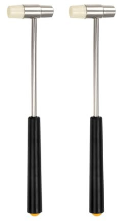 sourcing map 2 martillos de metal de plástico de doble cara de 7 pulgadas, mazo multifuncional de doble cabeza redonda con puntas suaves/duras para joyería, relojes, manualidades
