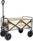 Kirkjubøur® Edda Faltbarer Bollerwagen 90 x 52 x 55 cm, Handwagen für bequem Transport mit 100 Liter Volumen, belastbar bis 110 kg und 360° drehbaren Vorderreifen (Braun)