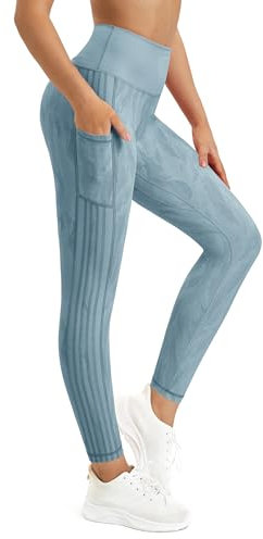 Flatik Sport Leggings Damen mit Taschen,Damen Blickdicht Leggings Damen Fitnesshose Sporthose Laufende Leggings XL