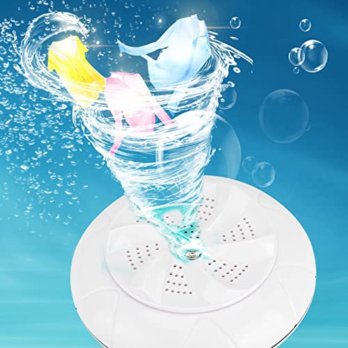 Lavadora portátil, mini lavadora portátil de viaje, pequeña lavadora, ultrasonido turbo lavadora (blanco)