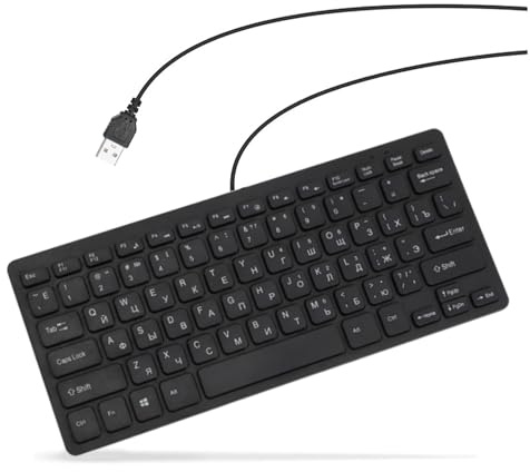 Clavier Russe USB Filaire Clavier Ultra Mince 78 Touches Clavier Compact pour PC Ordinateur de Bureau QWERTY (Russe)