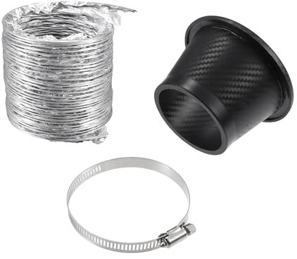 A ABSOPRO Conducto de Admisión de Aire Conducto de Freno Rojoondo para parachoques delantero con Manguera Flexible Extensible y Banda de Sujeción de Plástico y Aluminio, 1 Juego