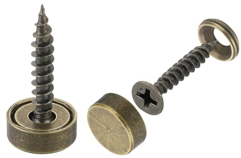 QUARKZMAN Spiegelschrauben 12mm Holzschraube Bronze 4 Stk | Hochwertige dekorative Befestigungselemente für Möbelpolsterung Wandspiegel Schilder und Holzprojekte mit eleganten Kappen