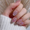 Short False Nails, 24Pcs Stick On Glitter Tip Press On, Full Cover French Fake, With Glue for Women and Girls Nail Art (Cat's Eye 02)
