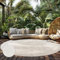 Paco Home Teppich In- & Outdoor, Moderne abstrakte Boho Designs mit 3D Struktur, robust & wetterfest, ideal für Terrasse Wohnzimmer & Küche, Grösse:200 cm Rund, Farbe:Creme 5