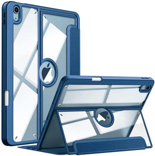 Fintie Hülle für iPad Air 11 Zoll M4/M3/M2 (2026/2025/2024), iPad Air 5 2022/4 Gen 2020 10,9 Zoll mit Stifthalter - Stoßfeste Schutzhülle mit transparenter Rückseite, Multi-Winkel Ansehen, Blau