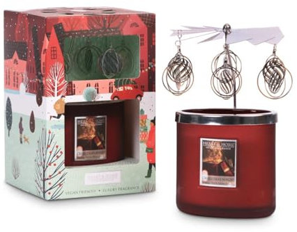 Heart & Home Twin Wick Candle and Carousel Gift Set - Vegan Friendly Soy Blend for Gifting and Home Fragrance
