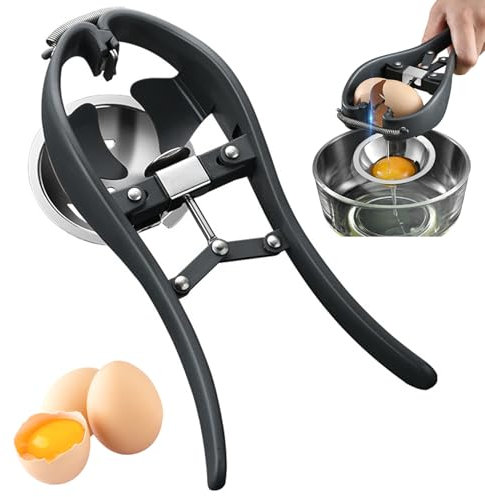 Egg Cracker Labor Saving Stainless Steel Egg Cracker Tool with White Separator Easy to Use Ergonomic Opener with Spring for Chicken Eggs and Duck Eggs