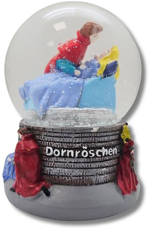 Märchen Schneekugel Dornröschen | Schüttelkugel Glitzerkugel Märchenmotiv | Geschenk für Sammler | B: 65mm, H: 85 mm | 30037