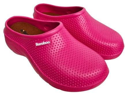 Sabots de jardin à enfiler pour femme - Coupe large - Semelle intérieure amovible - Pour infirmière et camping, framboise, 40 EU