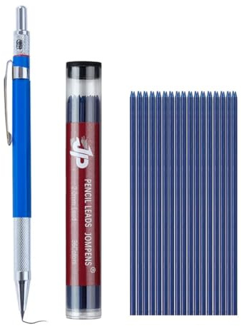 MROOFUL Ensemble de porte-mines de 2 mm, 36 mines colorées, crayon de 2 mm, 2B, pour écriture, croquis, dessin (ensemble bleu)