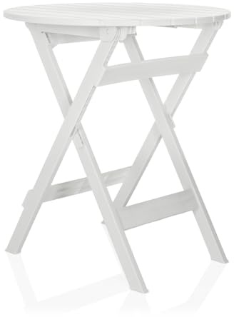 hjh LIVING Outdoortisch klappbar TRAVANO T praktischer Klapptisch für Balkon und Terrasse, Bistrotisch Weiß