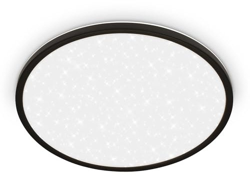 BRILONER - LED Panel mit indirektem Licht, Sternenhimmel, neutralweißes Licht, LED Lampe, Deckenleuchte, Wohnzimmerlampe, Küchenlampe, Deckenbeleuchtung, Flurlampe, 37,5x4,5 cm, Schwarz