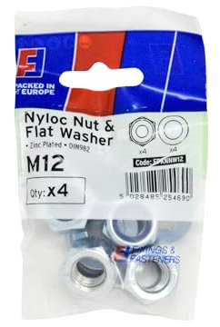 Forgefix Nyloc Nut & Washer M12 ForgePack 4, bright zinc plated for increased corrosion resistance