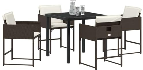vidaXL Garten Essgruppe 5 pcs Braun Poly-Rattan, Essgruppe für Garten und Terrasse, modernes Möbel, robuster Polyrattan Lounge-Satz, Stahl
