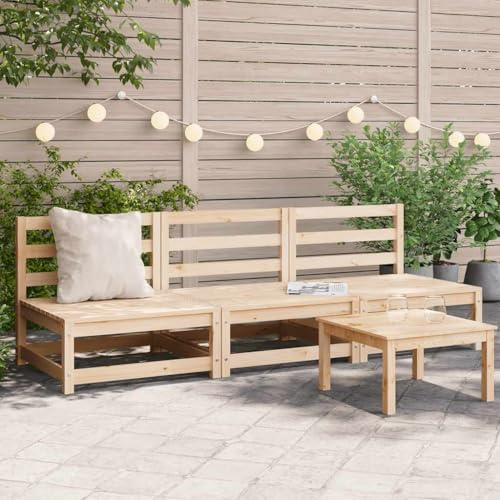 kithwjll Gartensofas ohne Armlehnen, 3er-Set, 70x70x67 cm, Massivholz Kiefer, modulares Outdoor Sofa für Garten Lounge, wetterfeste Sitzgruppe Balkon