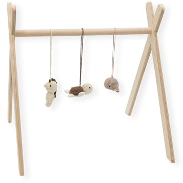 Zwergensache BASIC Spielbogen – Holz Baby Spielbogen ab Geburt, Schichtholz, stabile Konstruktion, Montessori Baby Gym, fördert Motorik & Sinne - ab 0 Monaten (mit Anhänger Unterwasserwelt)