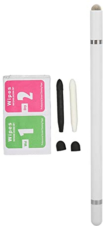 Stylet, Stylet Universel 3 en 1 pour appareils à écran Tactile universels, Stylet capacitif Multifonctionnel avec 2 Pointes en Fibre pour téléphone Portable, Tablette, Appareil (Blanche)