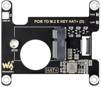Waveshare PCIe to M.2 E Key HAT (D) for Raspberry Pi 5, Compatible with Various NGFF (M.2 E Key) Wireless NIC, Supports USB Bluetooth Connection