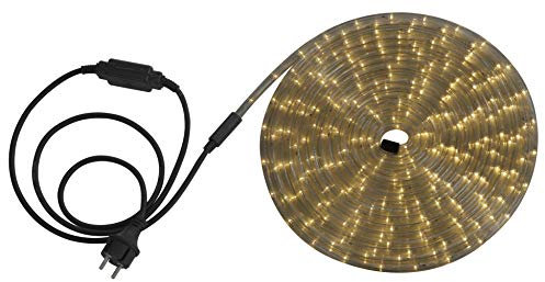GLOBO Lichtschlauch mit 1.5 m Zuleitung und Stecker in schwarz inklusiv 24 LED's je Laufmeter, 9 m, warmweiß 38972, Transparent