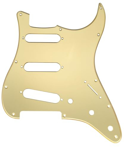 Musiclily Pro 11 Löcher SSS ST Schlagbrett Pickguard 1-lagig Gold Mirror | für Fender American/Mexican Standard Strat Modern Style E-Gitarre