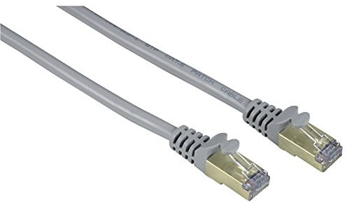 Hama Netzwerkkabel Patch 8P8 C M/RJ45/8P8 C M/RJ45, 10 m, Cat6, STP, Anschluss von Gold, 3 Sterne, grau
