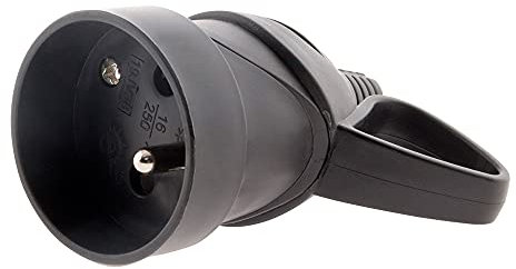 Fiche femelle anneau 1 prise 16A 2P+T - Noir - Zenitech