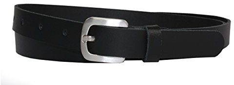 Vascavi Ledergürtel echt Leder Gürtel, Jeansgürtel, Hüftgürtel, Made in Germany, 2 cm breit und ca. 0.25 cm stark (95 cm Gesamtlänge 105 cm, Schwarz)