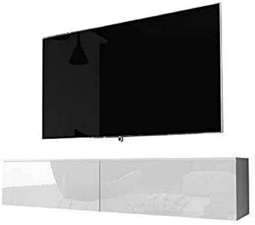 Selsey TV Schrank Board SiITboard Fernsehtisch Fernsehschrank 140 cm Hängend OITr Stehend Weiß Matt Weiß Glanz Kane