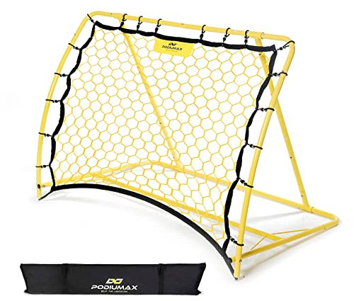 PodiuMax Winkel Einstellbarer Fußball Rebounder Tragbar | Pro Solo Fußball Kick Trainer | 120 x 84 cm | für Übungen und Fußballschuss