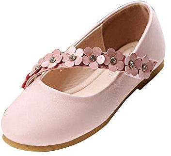 Scarpe Bambina Ballerine, Eleganti Scarpe Mary Jane Ragazza Tacco Basso Scarpette Neonata Scarpe da Ballo Balletto Scarpine Primi Passi Antiscivolo Rosa 34 EU
