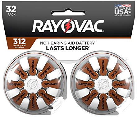 Rayovac Size 312 Hearing Aid Batteries, Hearing Aid Batteries Size 312, 32 Count